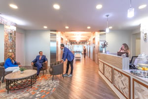 Stylish lobby of Quest Workspaces 1395 Brickell