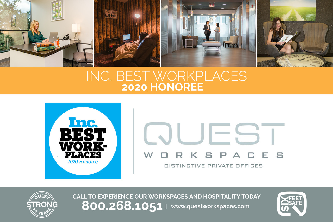 Quest Workspaces Recognized in the Inc. Best Workplaces 2020 List